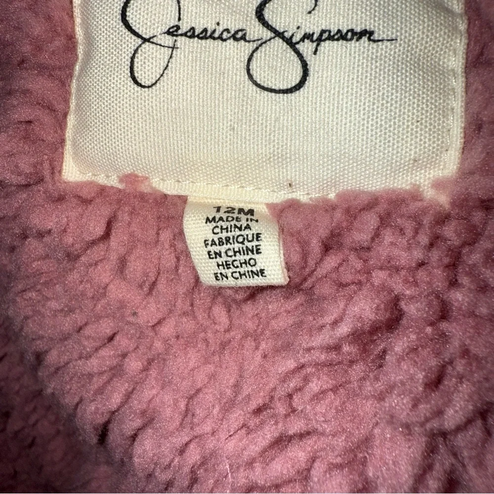 Jessica Simpson Baby Girls 12M Pink Heart Print Sherpa Lined Puffer Jacket Coat